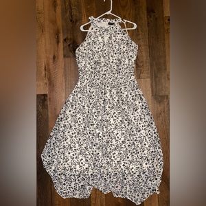 Lane Bryant, Flowy Halter Floral Print Maxi Dress, White & Black, Size 18